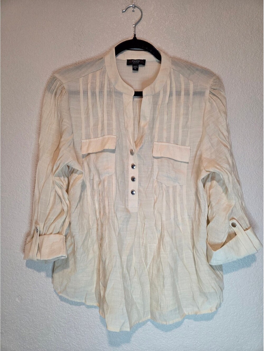 Cocomo Petite Cream Button-Up Blouse Size PL